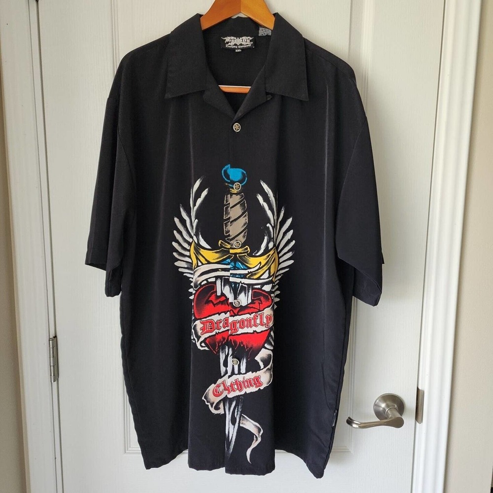 Dragonfly Clothing Co. XXL Short Sleeve Shirt Dagger thru the Heart Double Sided
